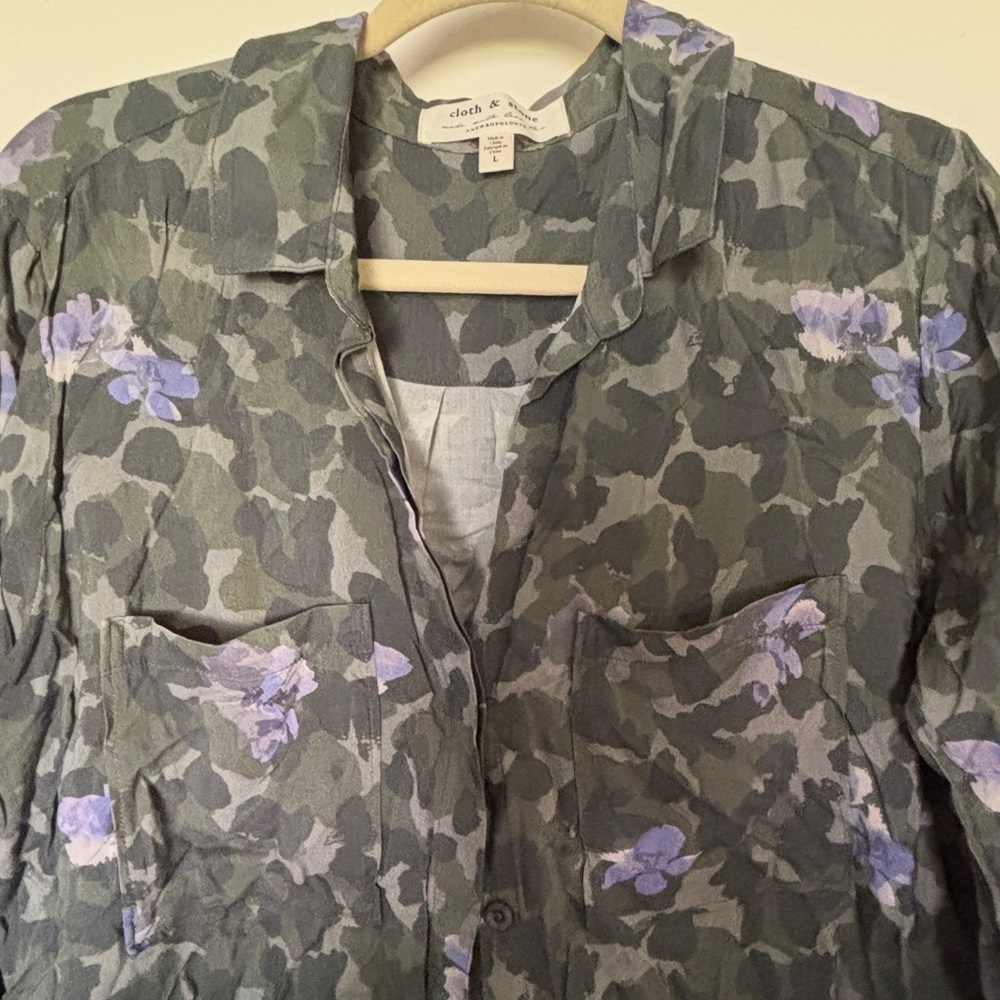 Camo Floral Button-Up Shirt